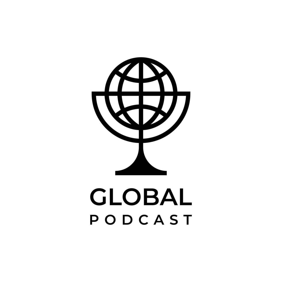 Podcast-Globus-Logo-Design vektor