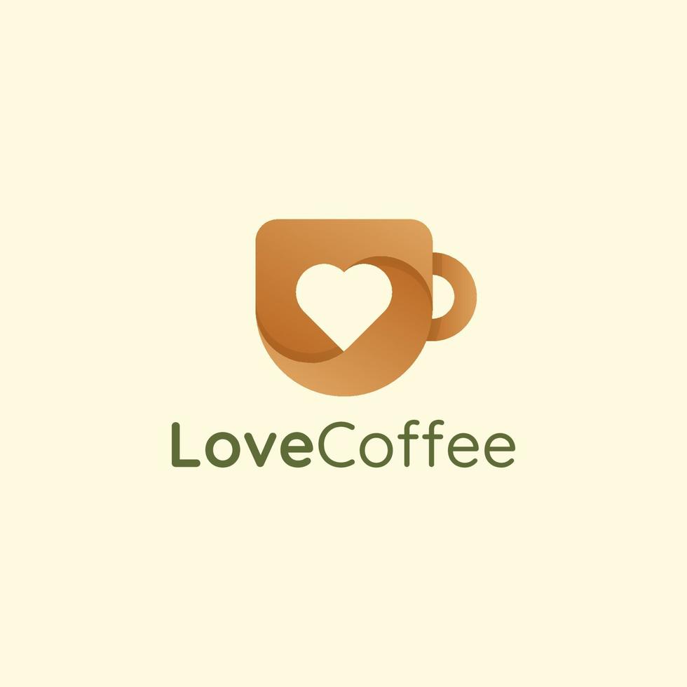 kaffe- och telogokoncept som är lämpligt för kaffe- och tebutiker, kaféer, mat- och dryckesföretag. mugg och hjärta kombination färg gradient stil logotyp vektor