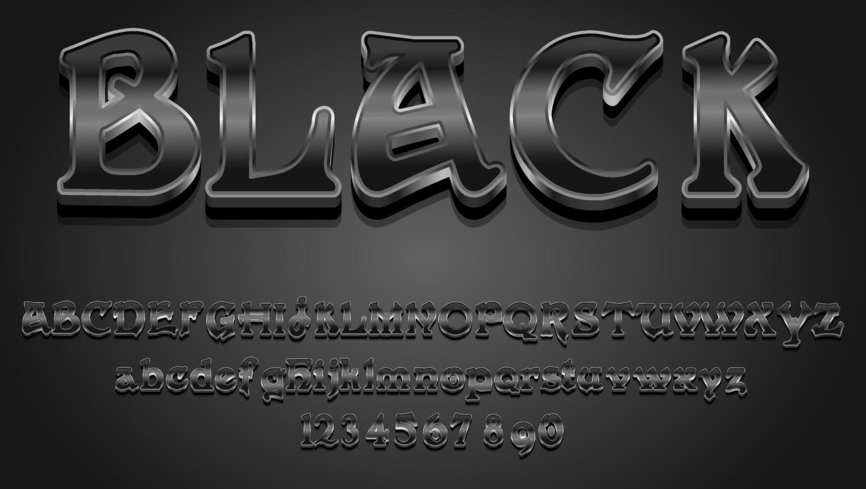modern 3D-gradient metallisk svart redigerbar texteffektdesignmall vektor