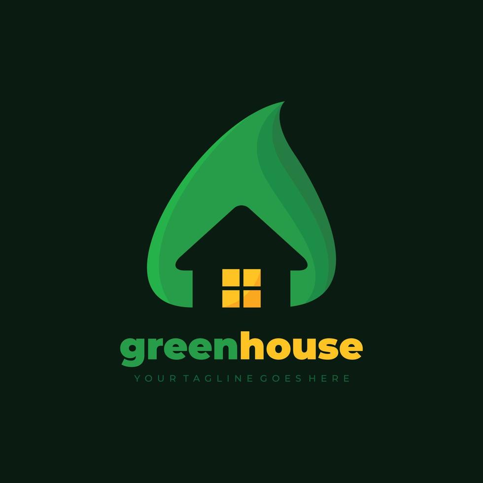grünes blatt und haus für modernes logo des grünen hauses vektor