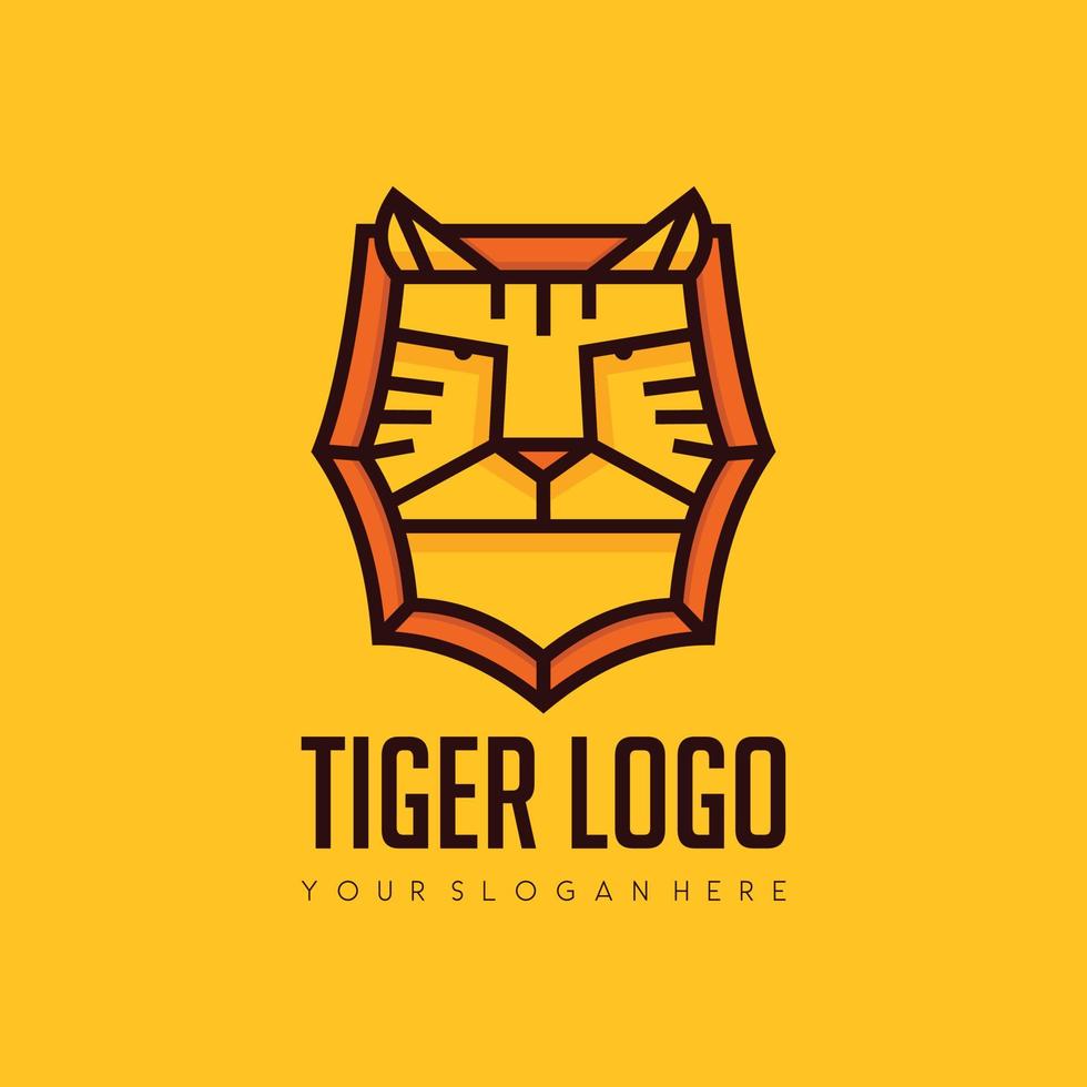 tigerhuvud monogram linjekonst logotyp vektor