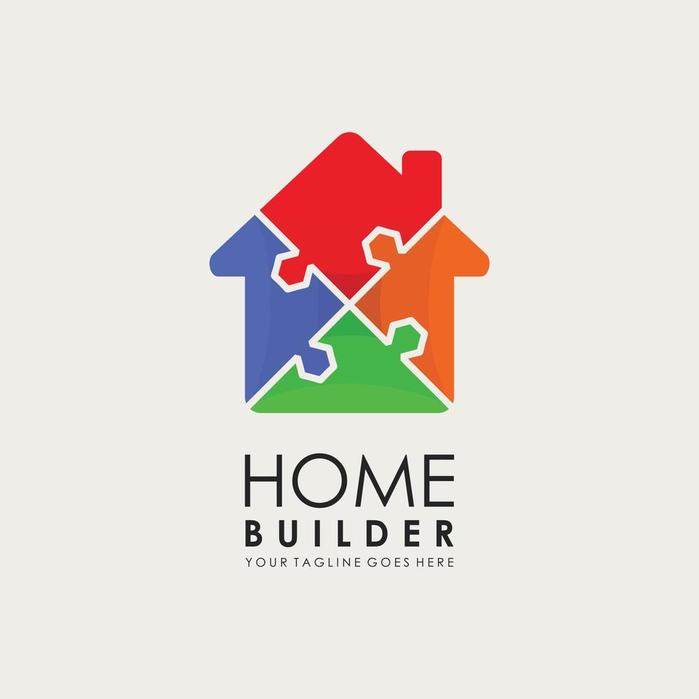 hem och pazzle för hembyggarens logotyp idé vektor