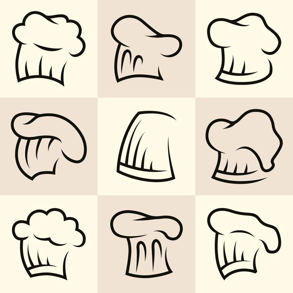 Kochmützen-Logo-Sammlung mit Strichzeichnungen vektor
