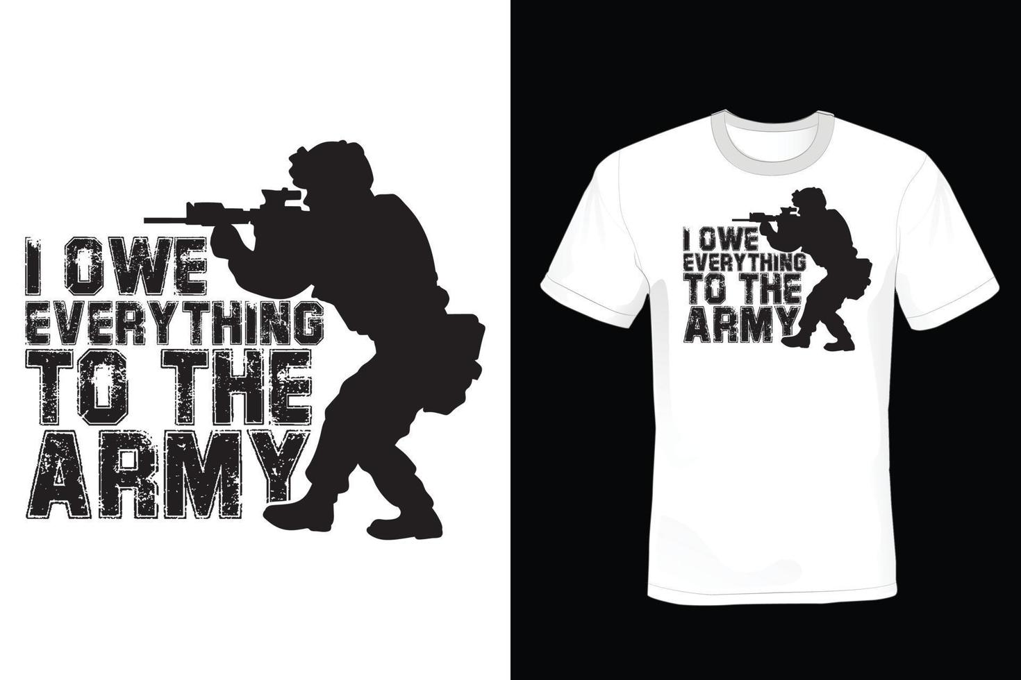 Armee-T-Shirt-Design, Vintage, Typografie vektor