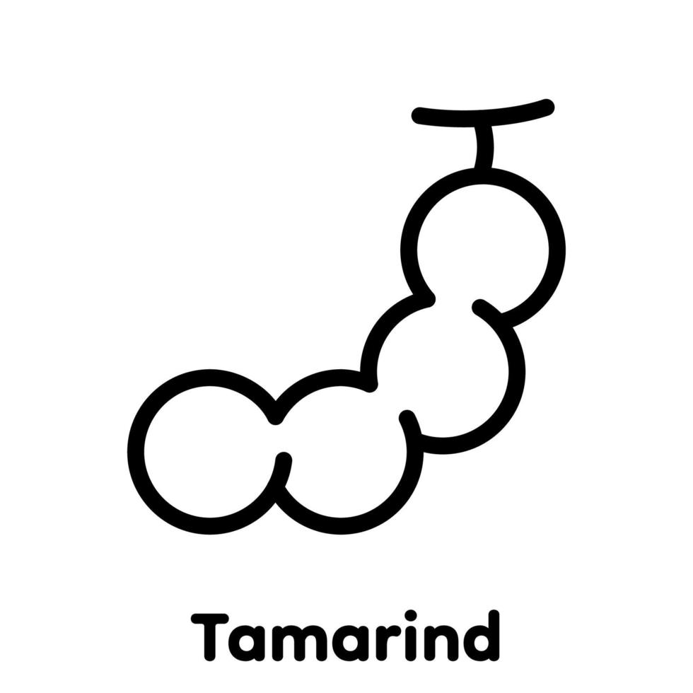 Tamarinde lineares Symbol, Vektor, Illustration. vektor