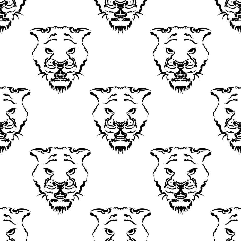 polygonal tiger seamless mönster svart och vit vektor