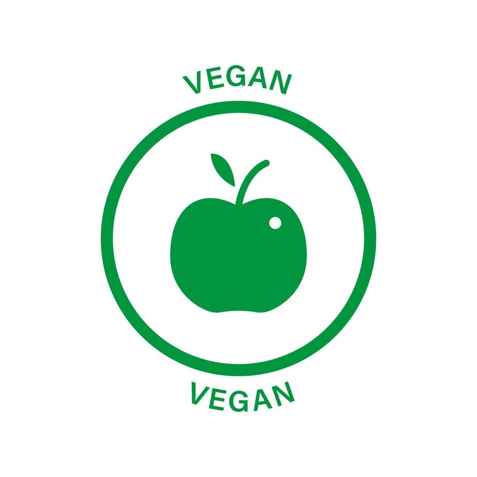 ekologisk naturprodukt för vegansk silhuett grön stämpel. vegansk märke. hälsosam mat för vegetarisk logotyp. vegansk etikett. vegetarisk symbol. bio färska grönsaker tecken. isolerade vektor illustration.