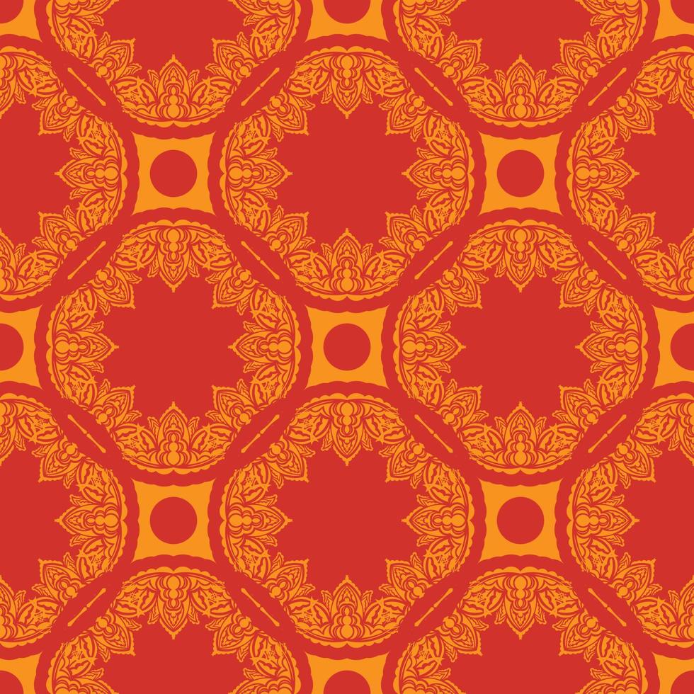 röd-orange sömlösa mönster med lyxiga, vintage, dekorativa ornament. bra för väggmålningar, textilier och tryck. vektor illustration.