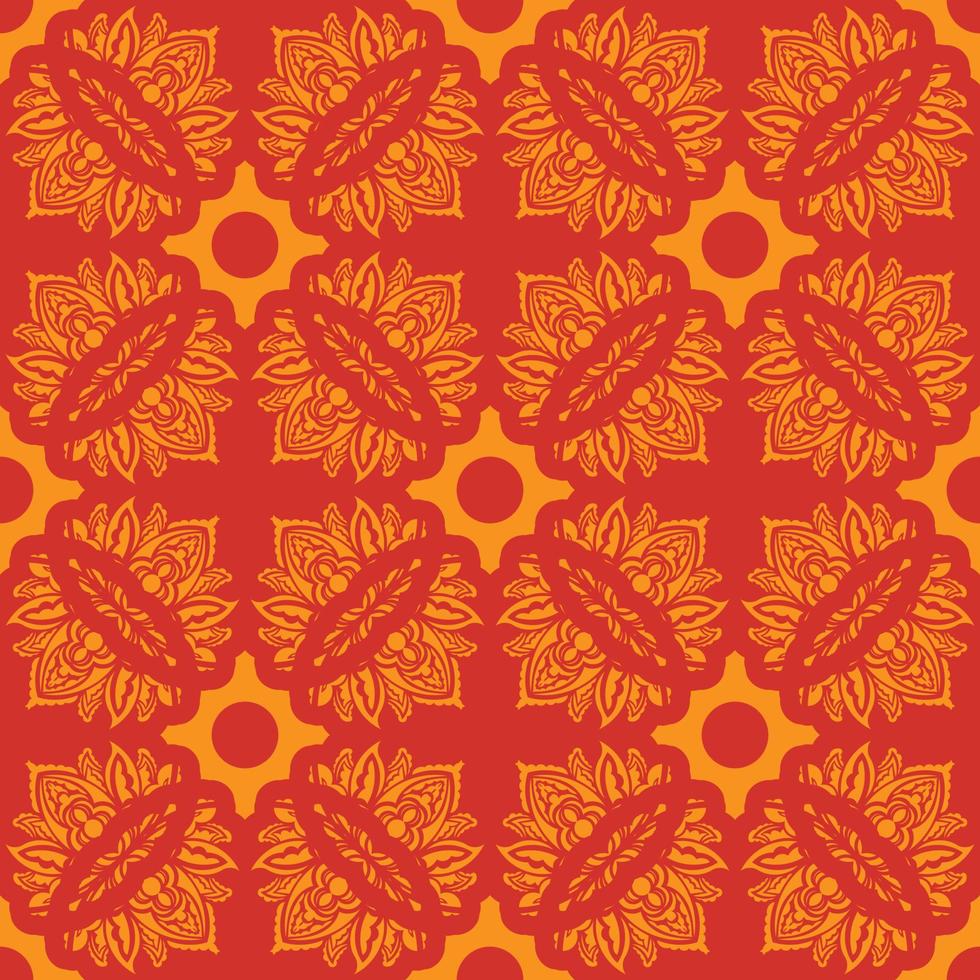röd-orange sömlösa mönster med lyxiga, vintage, dekorativa ornament. bra för menyer, vykort, tapeter och tyg. vektor illustration.