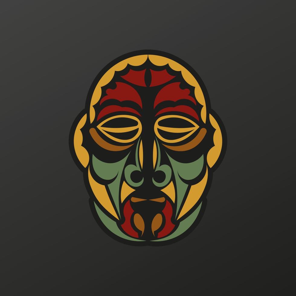 polynesien totemmask i barockfärg. lyxigt mönster med spetsmotiv. isolerat. vektor illustration