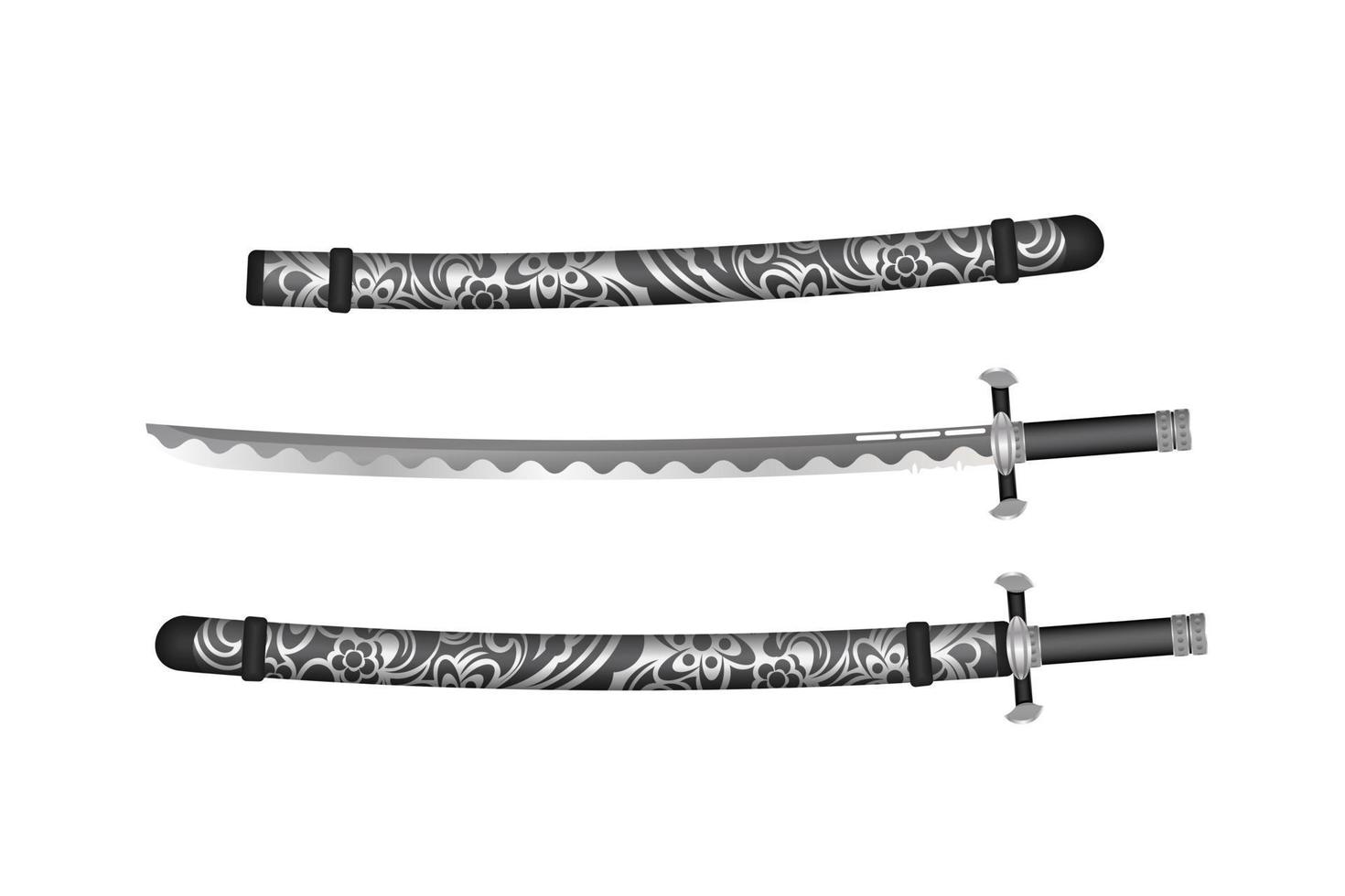 Katana Samurai-Schwert im realistischen Stil. japanisches Schwert. Vektor-Illustration. vektor