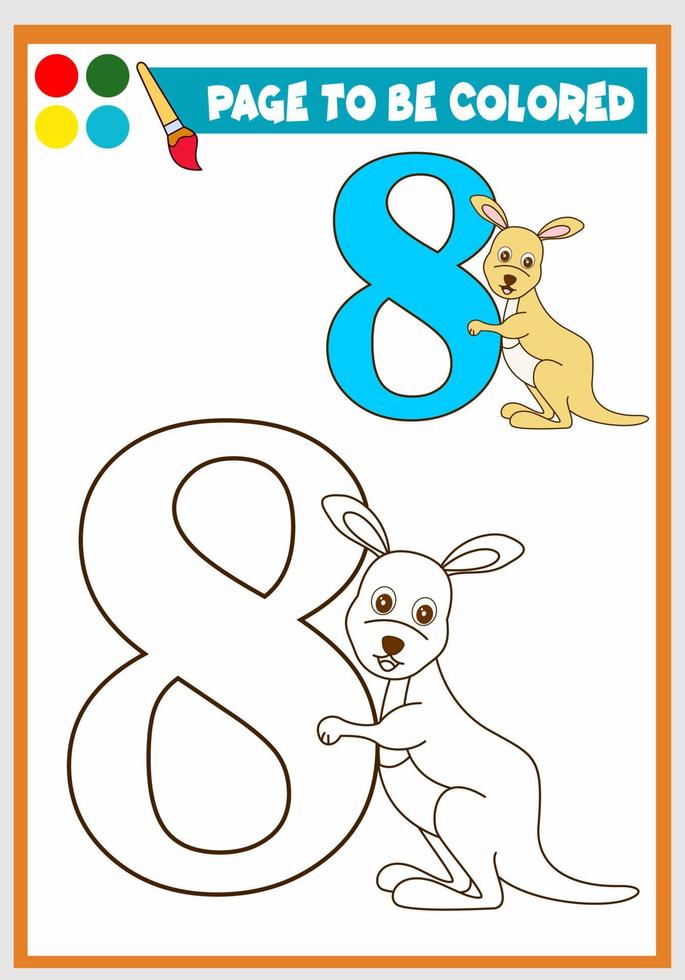 målarbok för barn söt känguru vektor