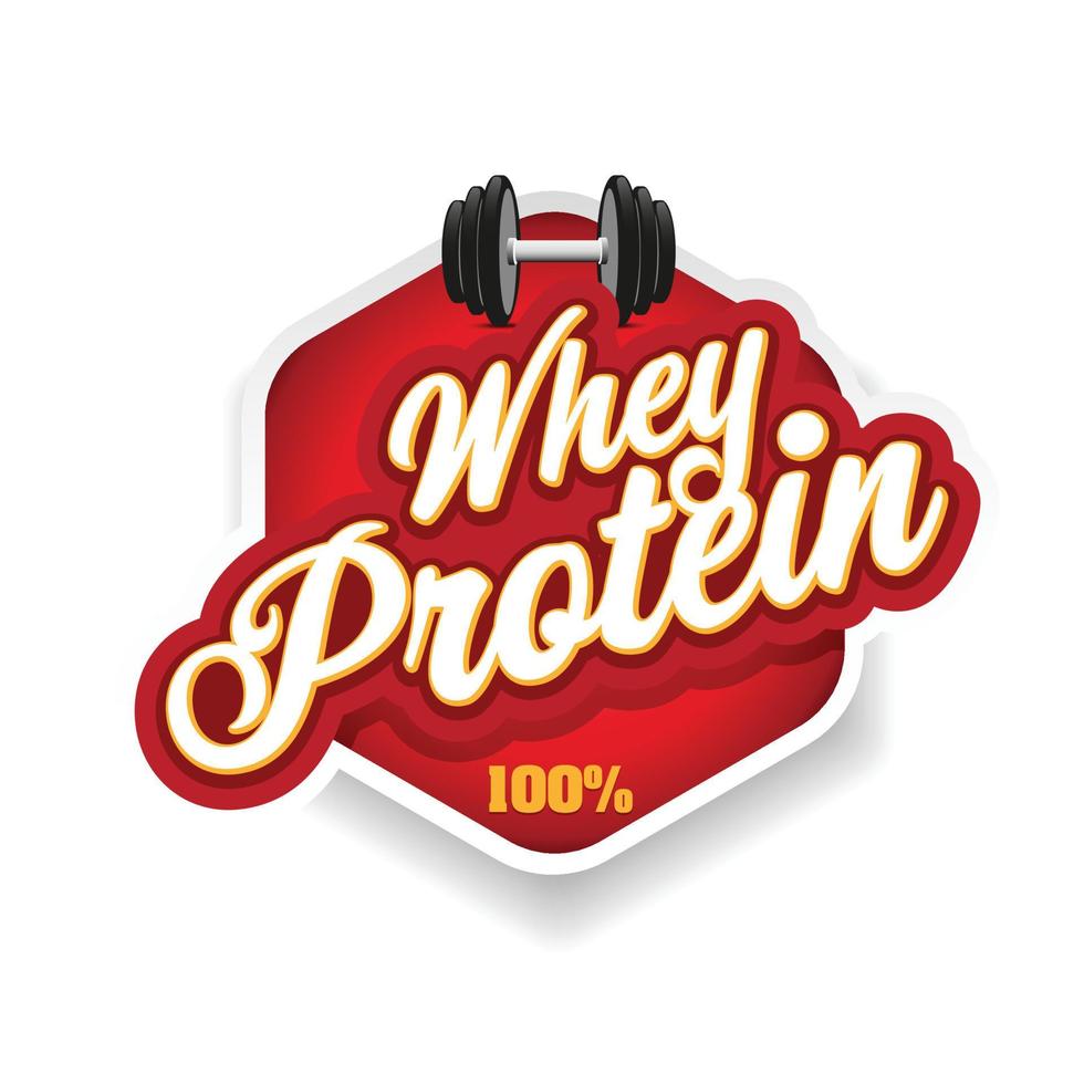 Whey Protein Zeichen rotes Etikett vektor