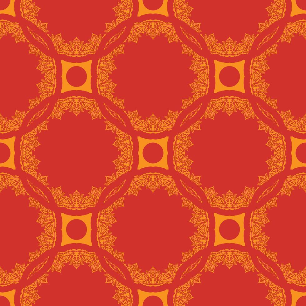 röd-orange sömlösa mönster med lyxiga, vintage, dekorativa ornament. bra för väggmålningar, textilier och tryck. vektor illustration.