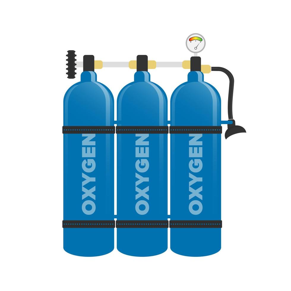Schwimmender Lufttank. blaue komprimierte natürliche sauerstoffflasche isoliert auf weiß. vektor