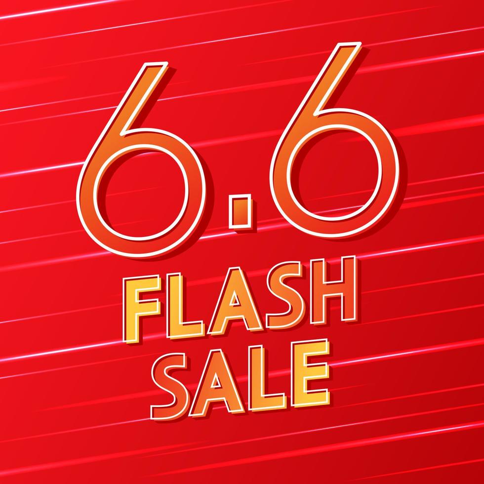 6.6-Logo zum Verkauf Poster. 6.6 Online-Super-Sale-Banner-Vorlage auf rotem Hintergrund. Flash-Verkauf-Banner-Design. vektor