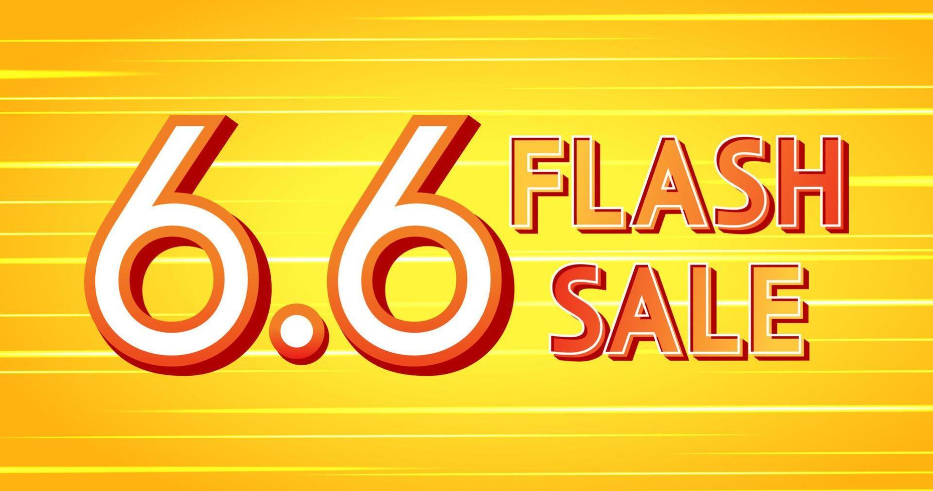 6.6 logotyp till salu affisch. 6.6 online super försäljning banner mall på gul bakgrund. flash försäljning banner design. vektor