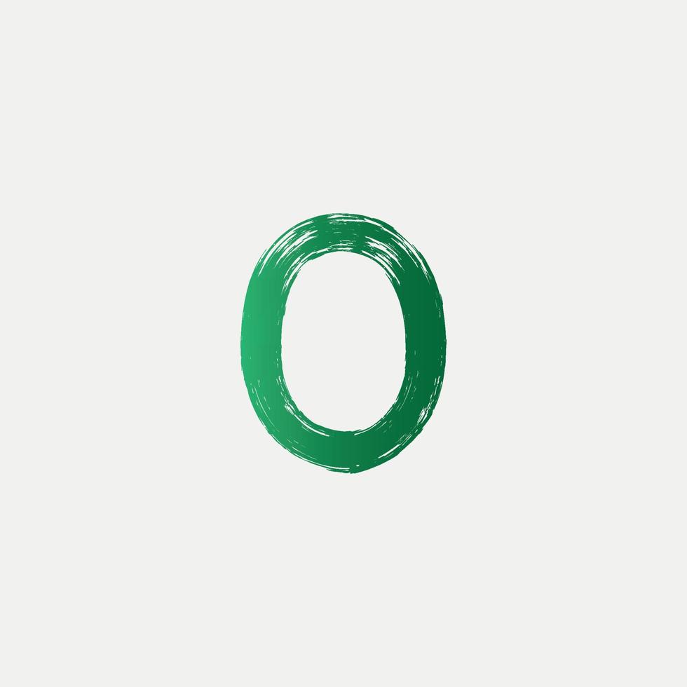 grön o borstad bokstavslogotyp. borste bokstäver design med penseldrag design. gratis vektor