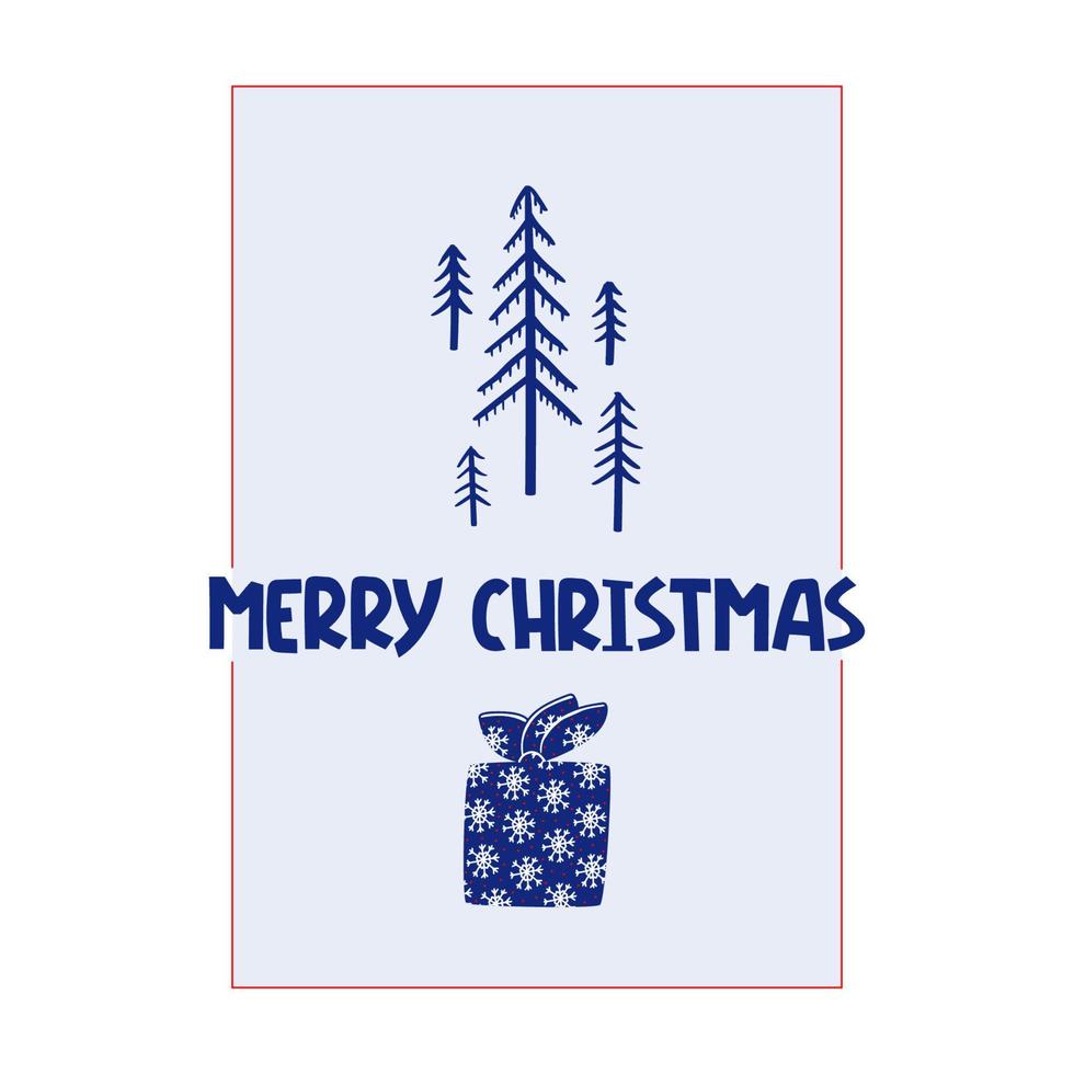frohes weihnachtszitat mit weihnachtsbaum und geschenk. einzigartige Handschriftwünsche. gestaltungselement für glückwunschkarte, banner oder flyer. Vektor-Illustration vektor