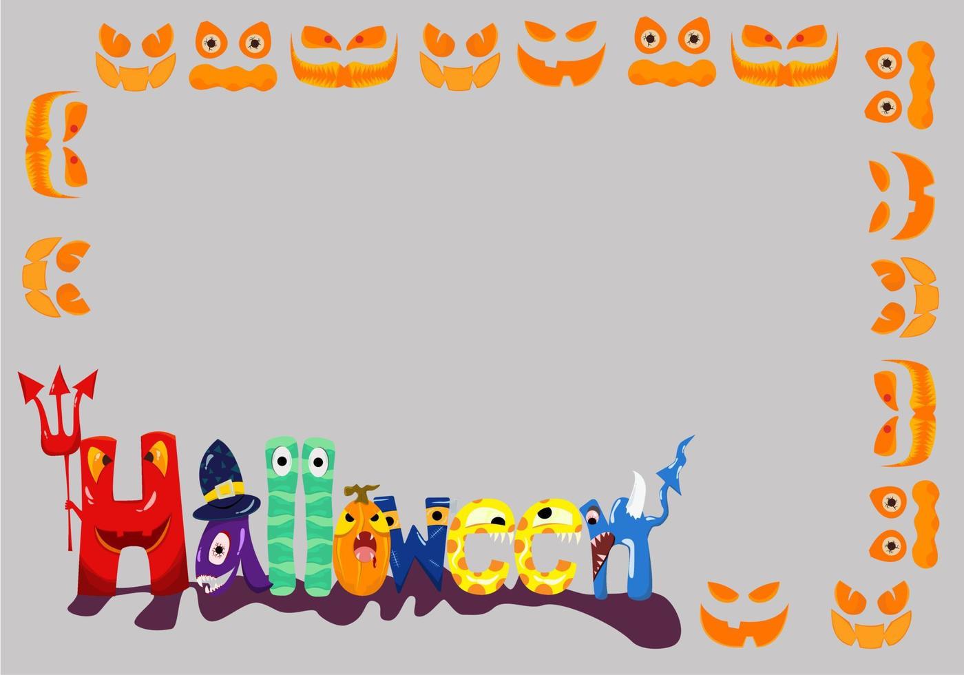 Halloween-Cartoon-Geist-Vektor-Schriftzug, Halloween-Grußkartenillustration oder niedlicher Cartoon-Hintergrund. vektor