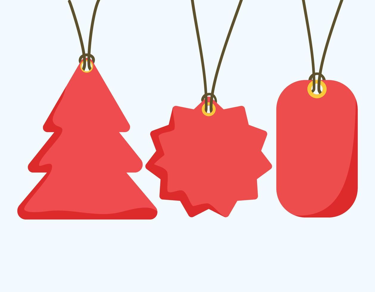 vektorroter weihnachtsverkaufspapieranhänger, weihnachtsbaumform und rote und schneehandgezeichnete elemente, hängend mit rabatttext für weihnachtseinkaufsfeiertagsförderungsvektorillustration. vektor