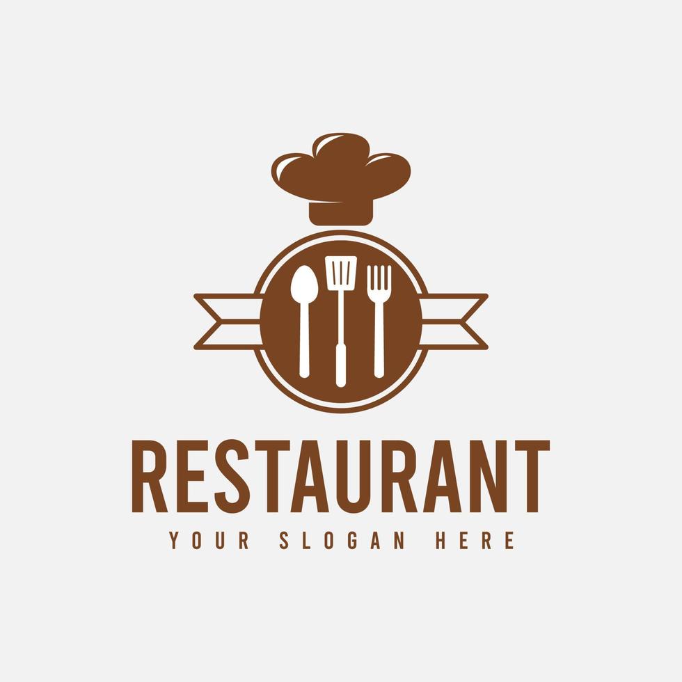 enkel och ren restauranglogotypmalldesign i brun färg, lämplig för restauranger, kaféer, butiker, matstånd, matmenyer, etc. vektor