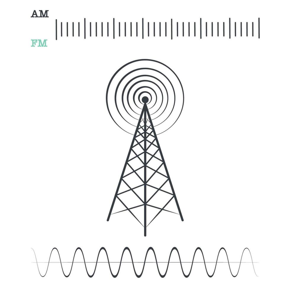 Radio-Tuner-Turm und Welle vektor