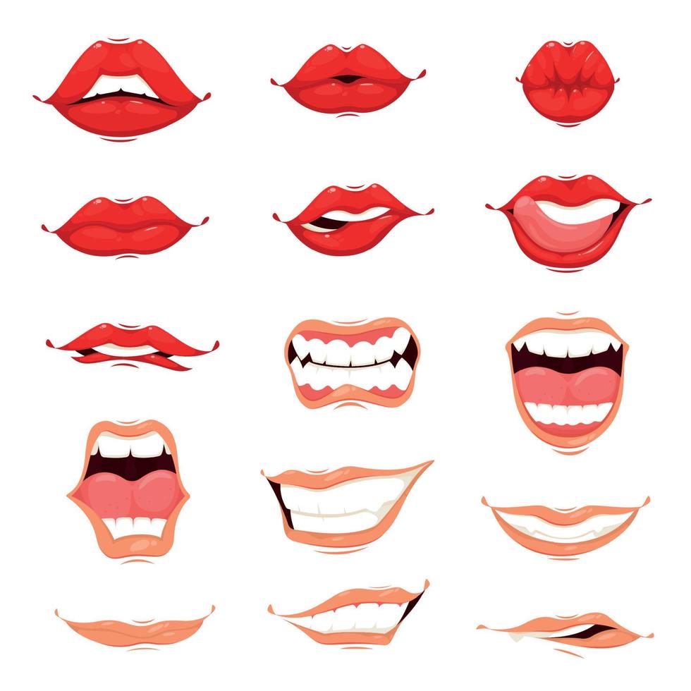 Cartoon-Set für den menschlichen Mund vektor