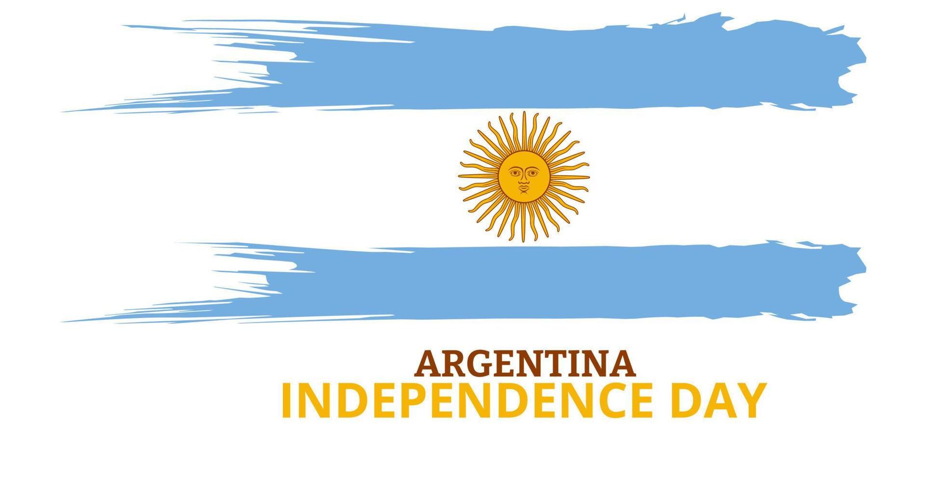 glücklicher unabhängigkeitstag von argentinien mit flagge lokalisiert auf weißem hintergrund vektor