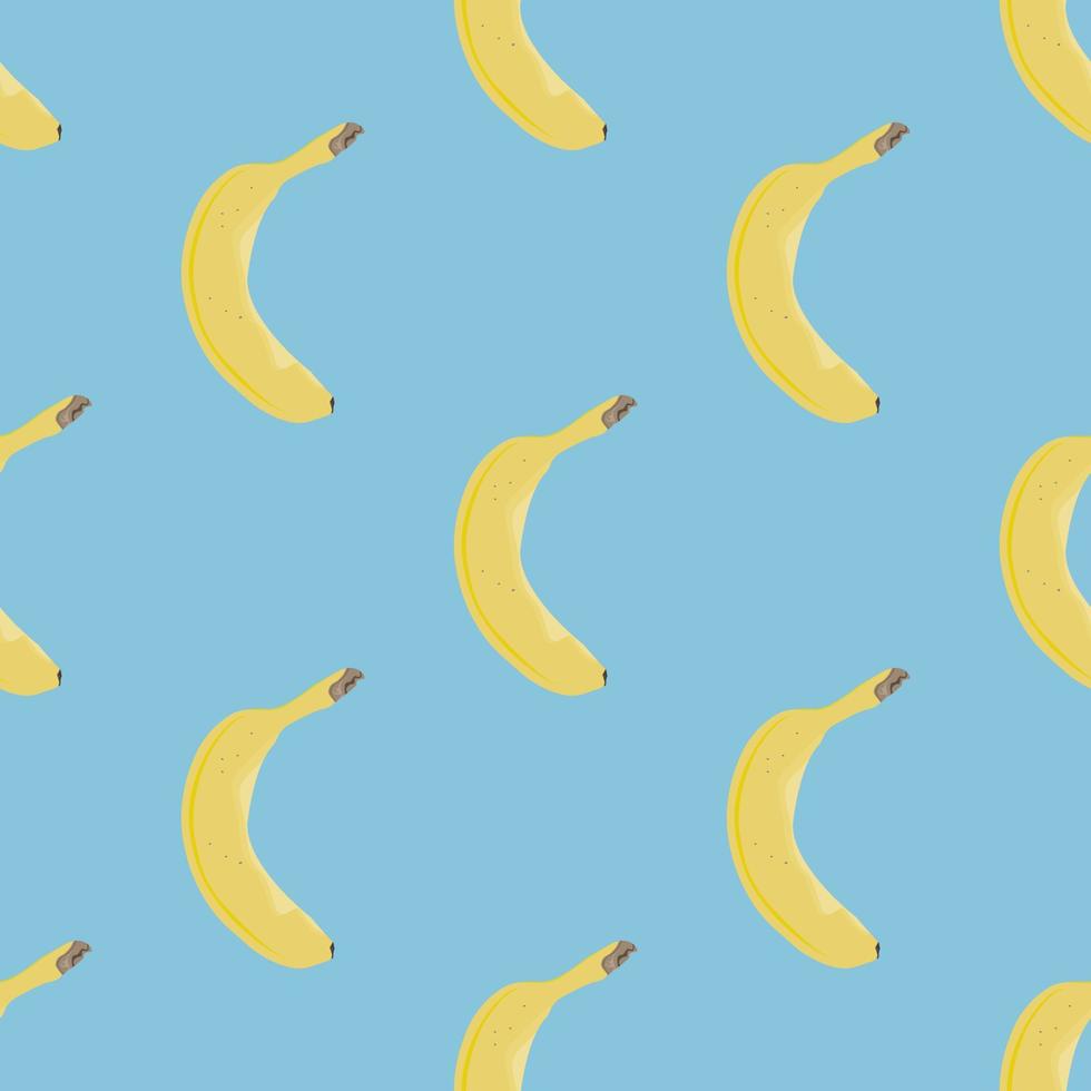 Nahtloser Musterhintergrund von gelben Bananen. vertikale Ausrichtung auf blauem Hintergrund. vektor