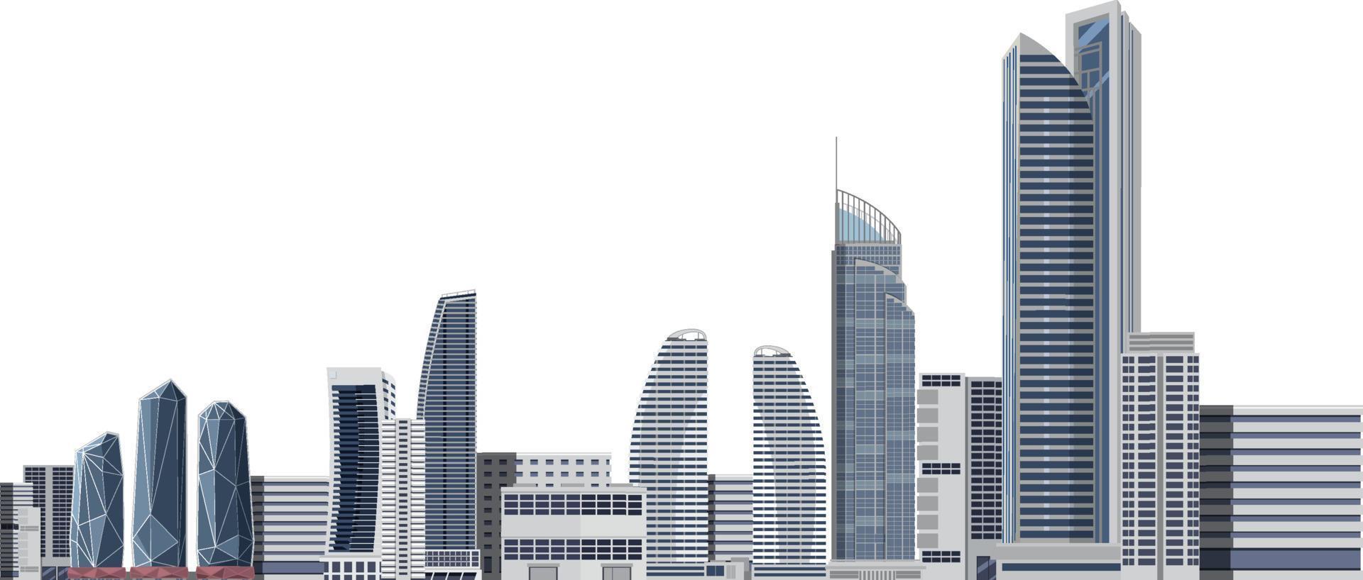 staden skyskrapa byggnader på vit bakgrund vektor