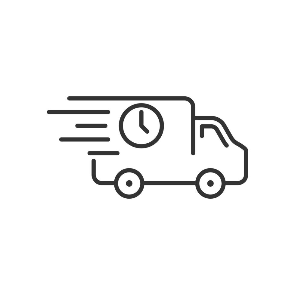 snabb leverans lastbil ikon, expressleverans, snabba drag, linje symbol. vektor illustration eps 10
