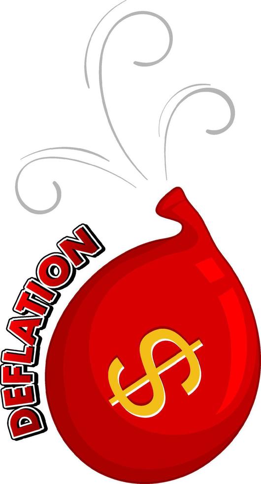 deflation koncept med röd ballong vektor