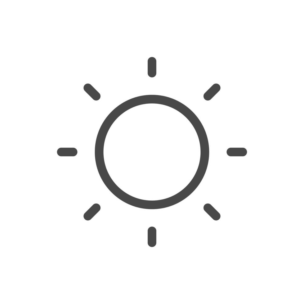 Sonnensymbol für die Helligkeitseinstellung. auf leerem Hintergrund vektor