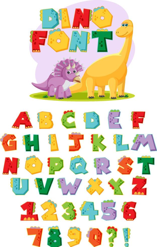 englisches alphabet az mit dinosaurier-zeichentrickfiguren vektor