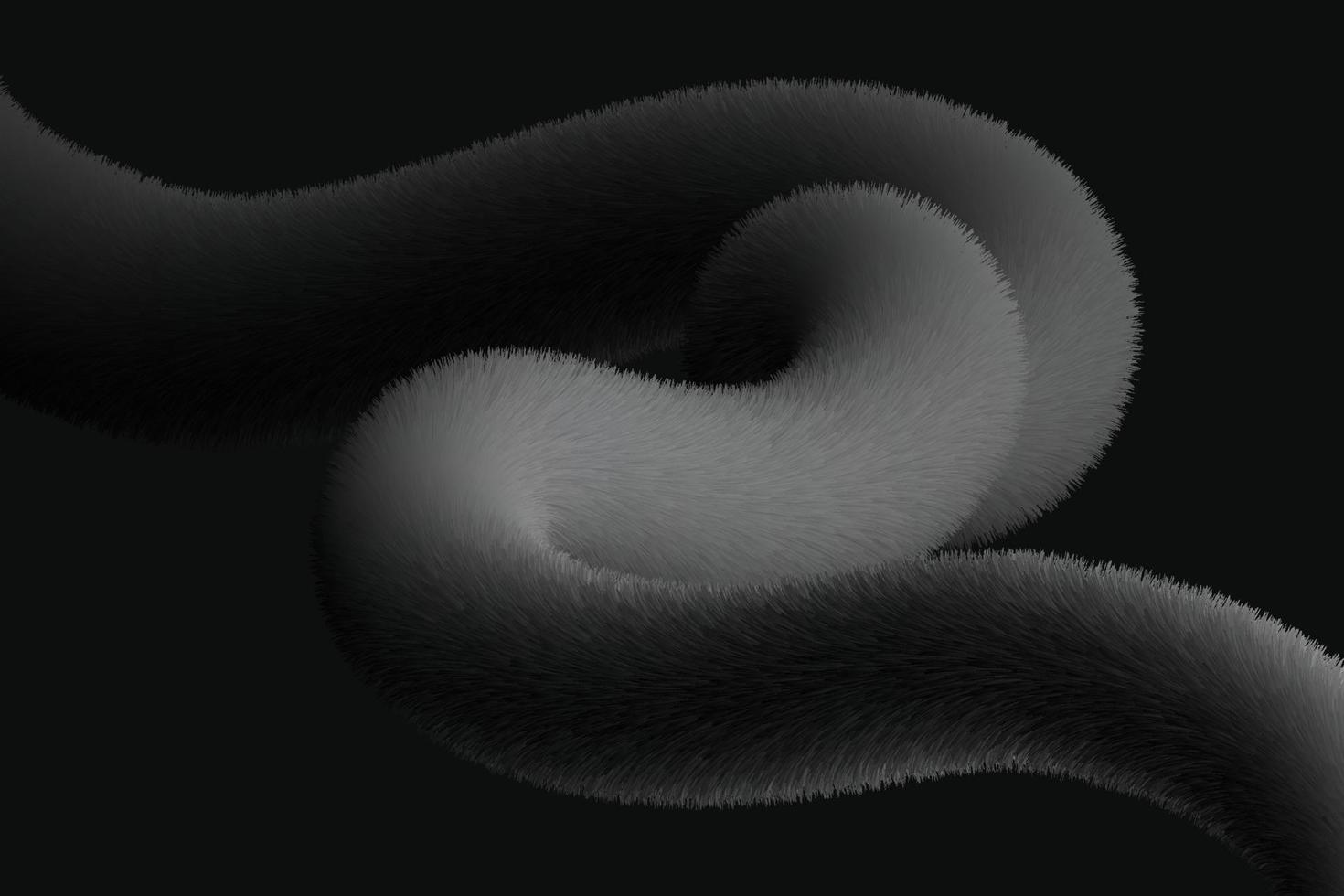 anbud hårig svart flytande form bakgrund. fluffig abstrakt vriden linje illustration vektor