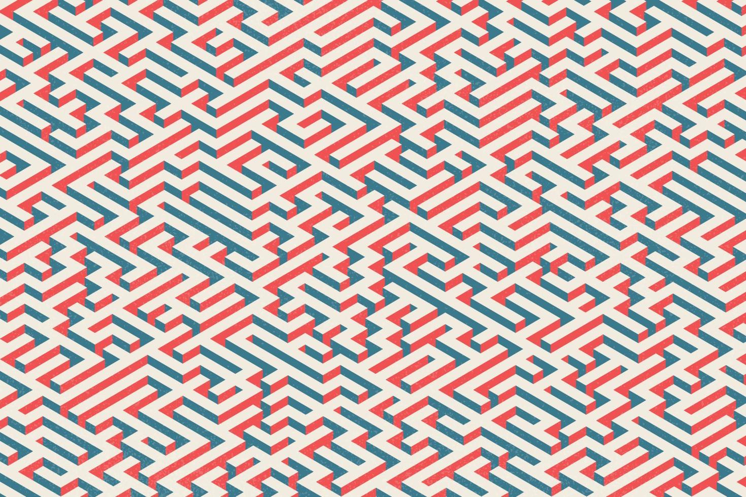 retro ändlös labyrint bakgrund. abstrakt bullriga isometrisk labyrintillustration i retrostil vektor
