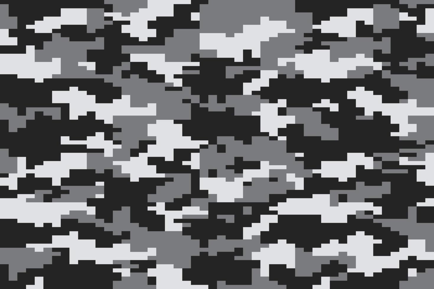 schwarzes, graues und weißes Tarnmuster. Pixel-Camouflage-Hintergrund im trendigen Stil vektor