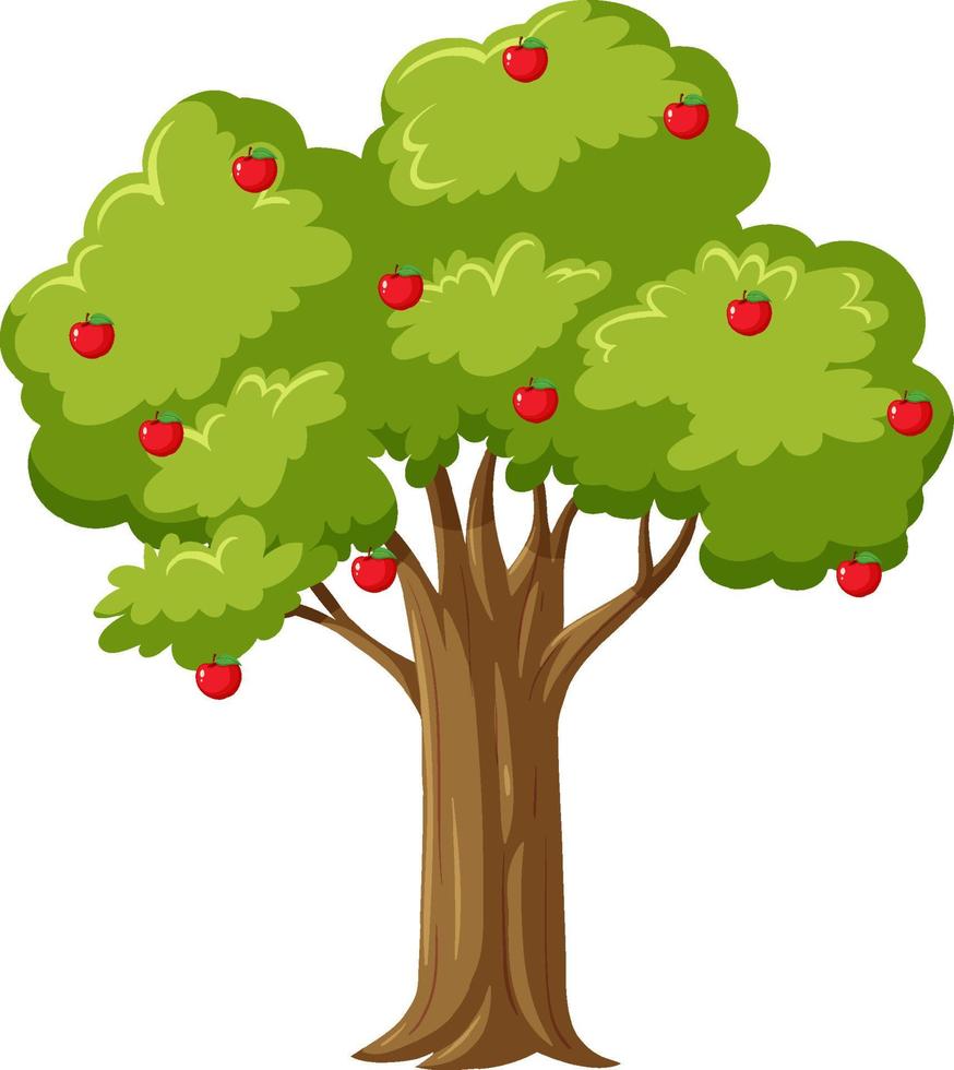 isolerade äppelträd i tecknad stil vektor