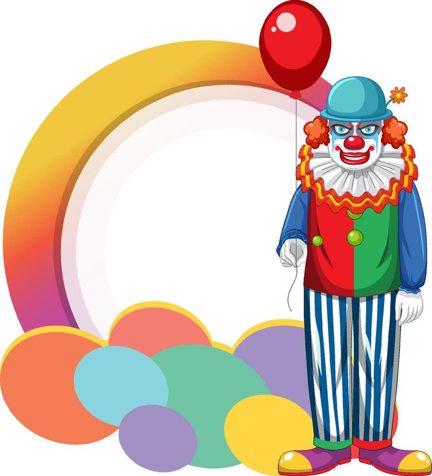 clown-zeichentrickfigur mit leerem banner vektor