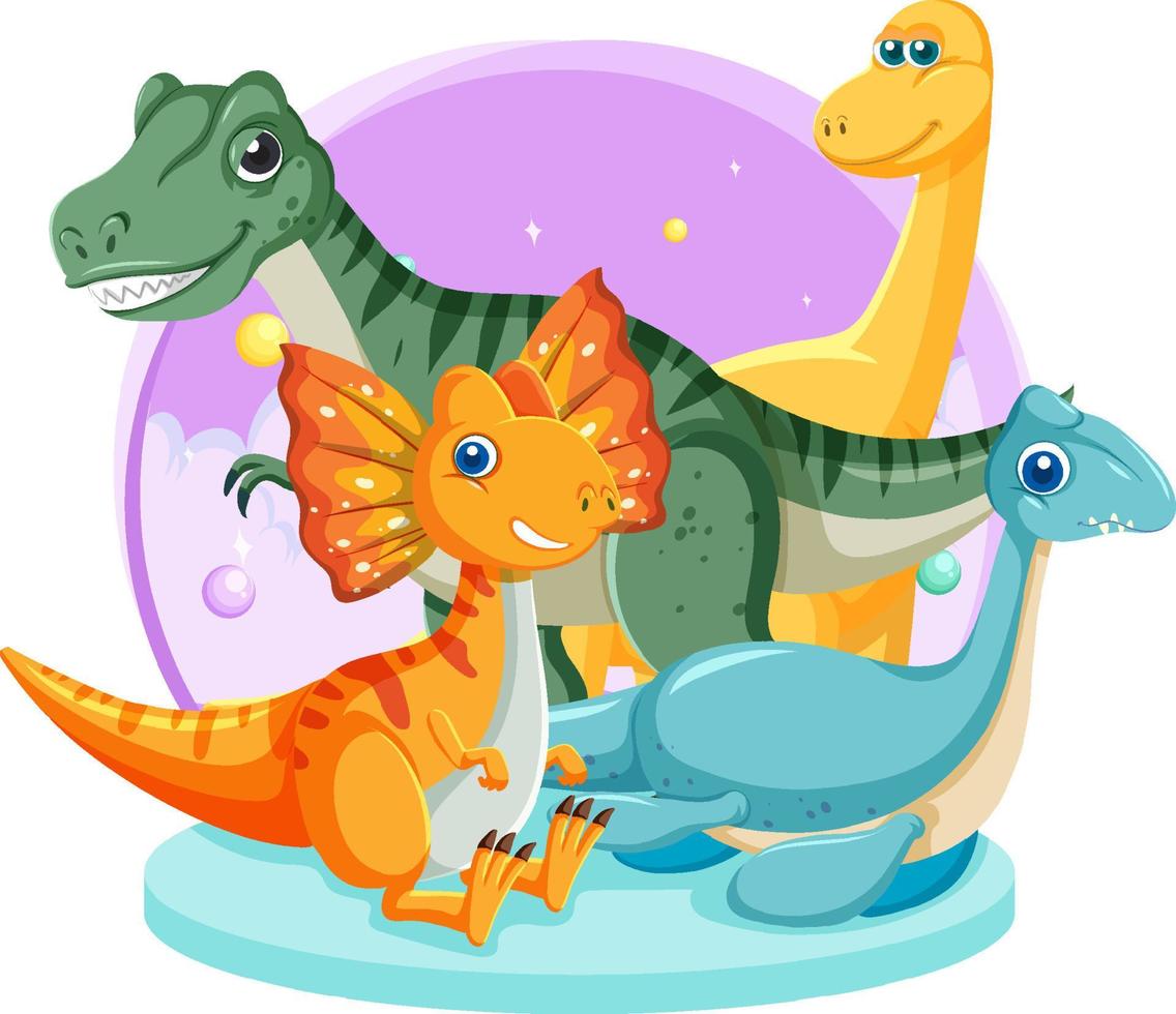 niedliche dinosaurier-cartoon-gruppe vektor