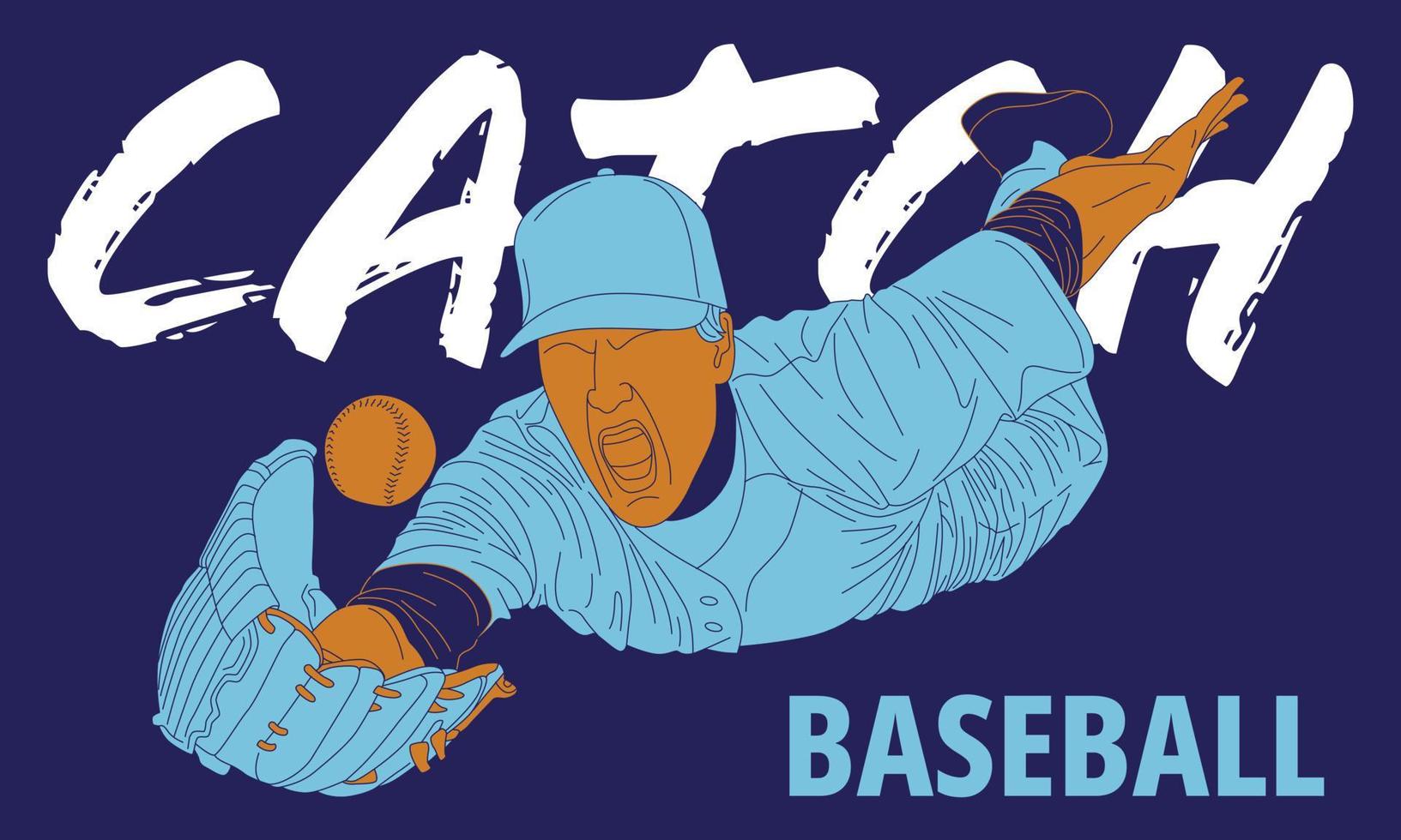 Illustration des Baseballspielers in Aktion. Hintergrund isolieren. vektor