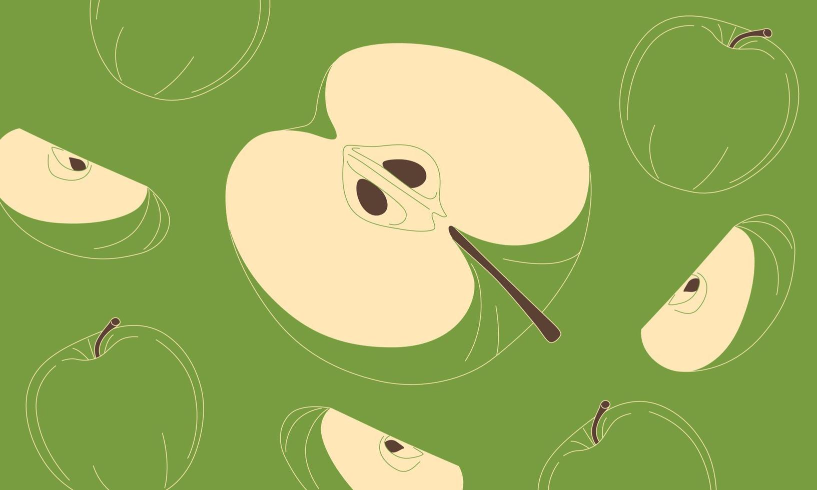 Illustration eines einfach zu zeichnenden grünen Apfels. Hintergrund isolieren. vektor