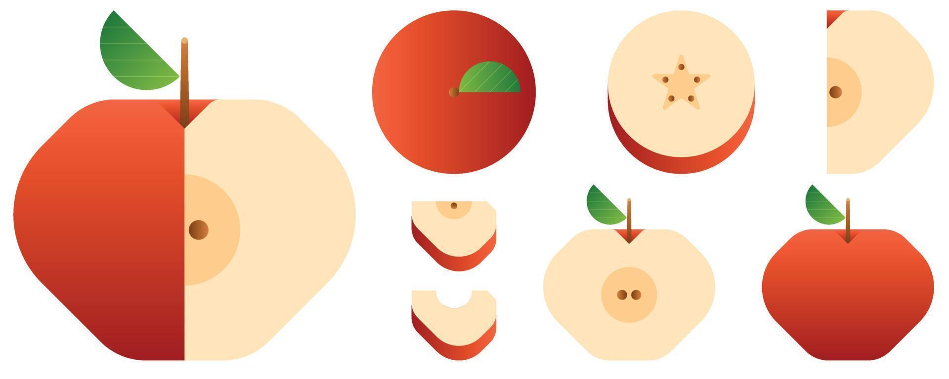 isolerade grönsaker och frukter på vit bakgrund. vektor illustration.