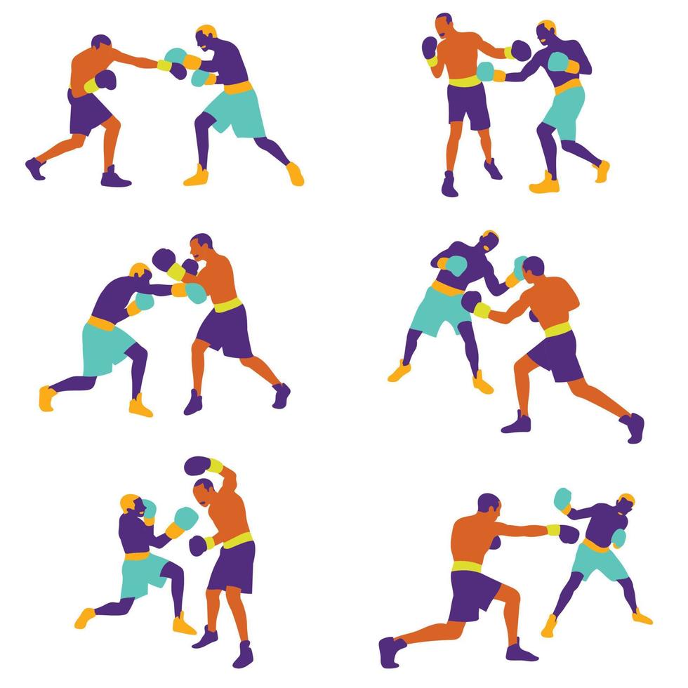 boxningsspelare i aktion. styrka, attack och rörelse koncept. vektor illustration.