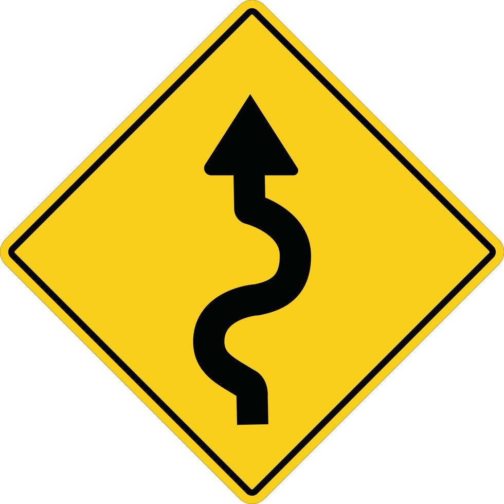 slingrande vägskylt på vit bakgrund. platt stil. slingrande väg symbol. vektor