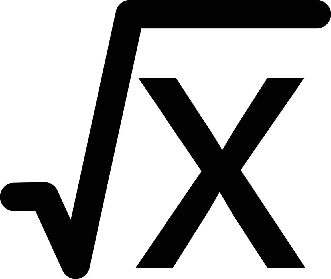 Quadratwurzel-Symbol. Quadratwurzel des x-Glyphen-Symbols. mathematischer Ausdruck. vektor