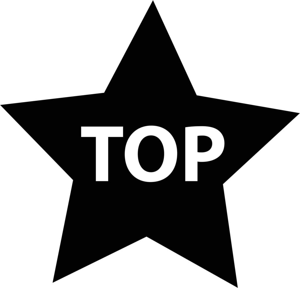 Top-Stern. schwarzes Sternsymbol. sternförmiges Zeichen. vektor