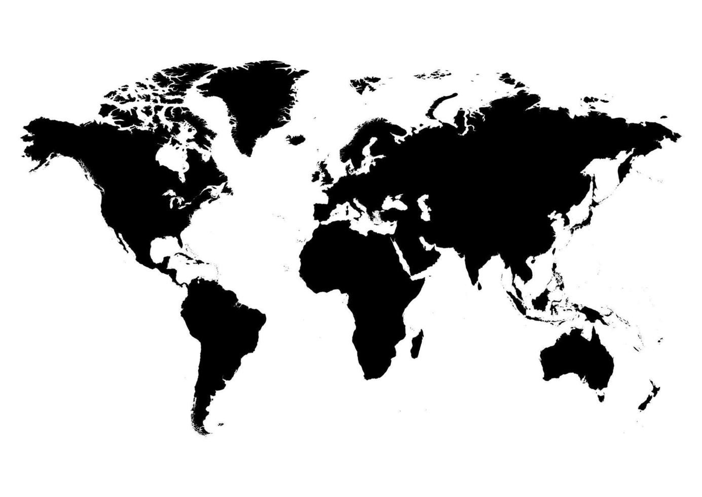 Schwarz-Weiß-flache Weltkarte-Vektorillustration vektor