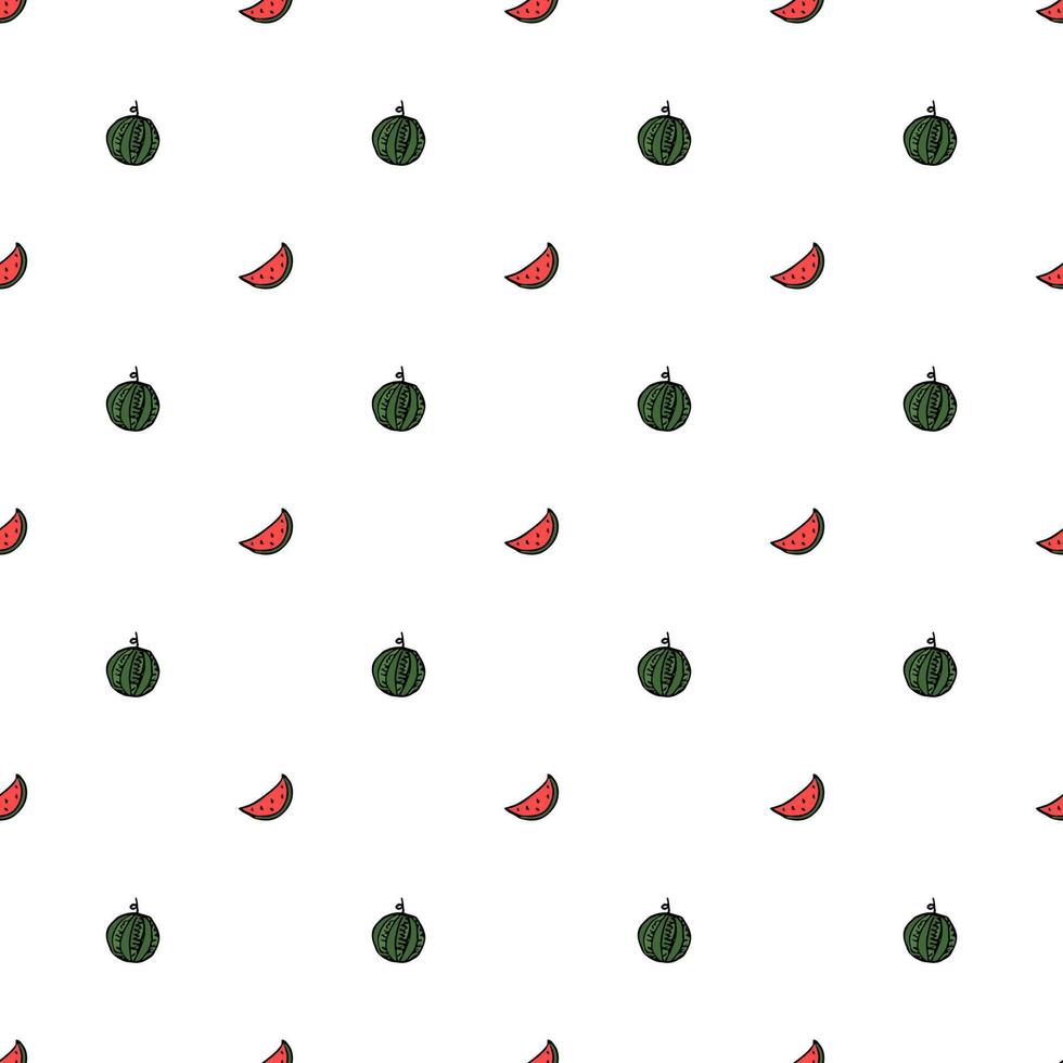 sömlös vattenmelon mönster. vektor doodle illustration med vattenmelon. mönster med röd vattenmelon